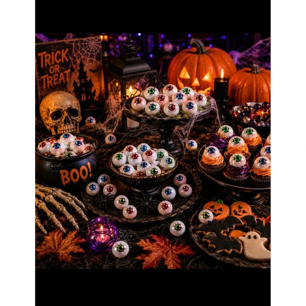 45 Halloween Eyeball Decorations Plastic Bloodshot Eyeballs Ping Pong Party Dec.